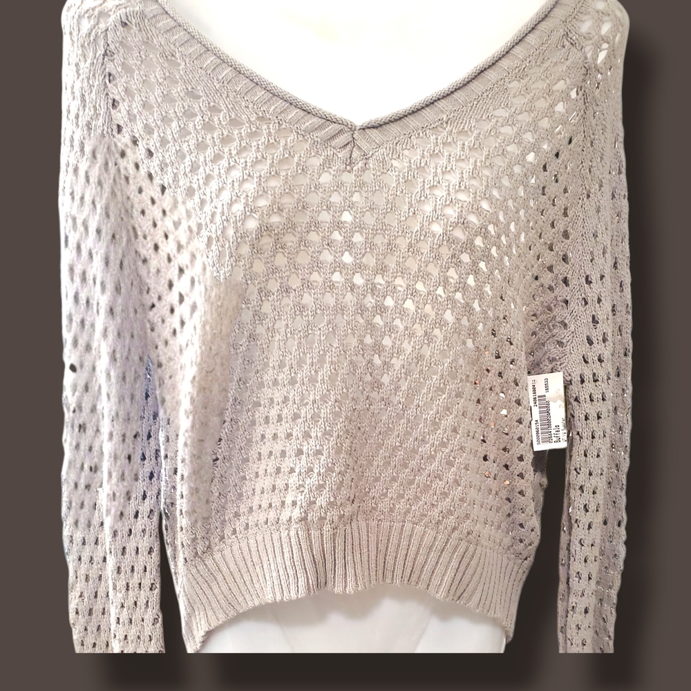 Buffalo David Bitton Light Gray V-Neck Sweater